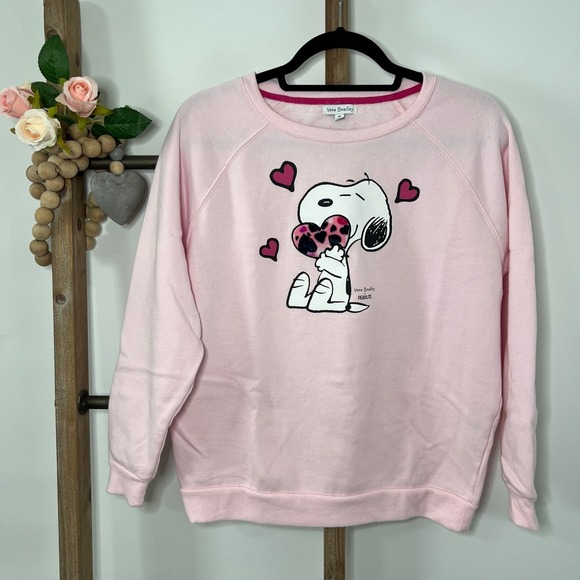 Vera Bradley Tops - Vera Bradley Snoopy Hearts Pink Sweatshirt Womens Size Medium Raglan Sleeve